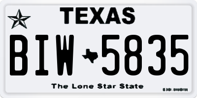 TX license plate BIW5835
