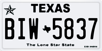 TX license plate BIW5837