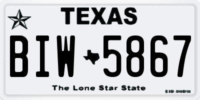 TX license plate BIW5867
