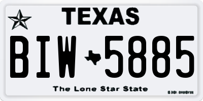 TX license plate BIW5885