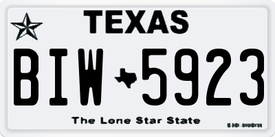 TX license plate BIW5923