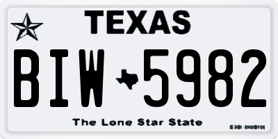 TX license plate BIW5982