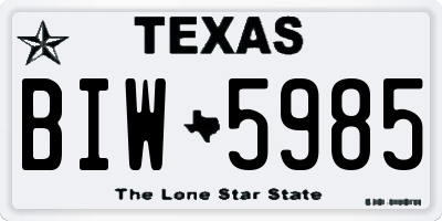 TX license plate BIW5985