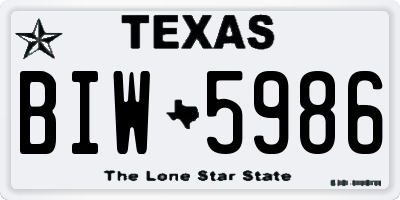 TX license plate BIW5986