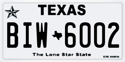 TX license plate BIW6002