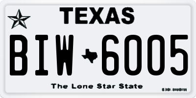 TX license plate BIW6005
