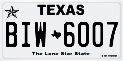 TX license plate BIW6007