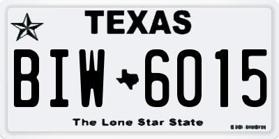 TX license plate BIW6015