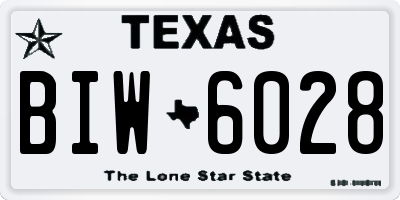 TX license plate BIW6028