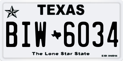 TX license plate BIW6034