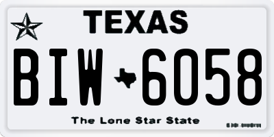 TX license plate BIW6058