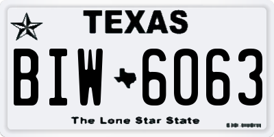 TX license plate BIW6063