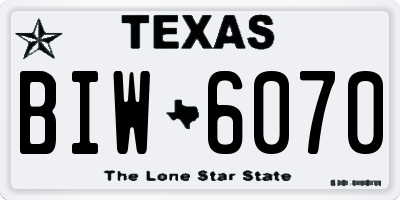 TX license plate BIW6070