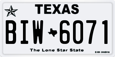 TX license plate BIW6071