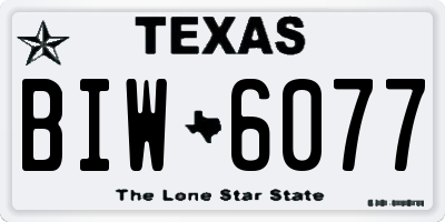 TX license plate BIW6077