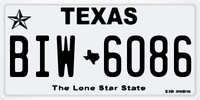 TX license plate BIW6086