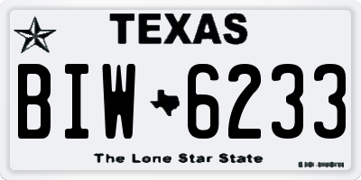 TX license plate BIW6233