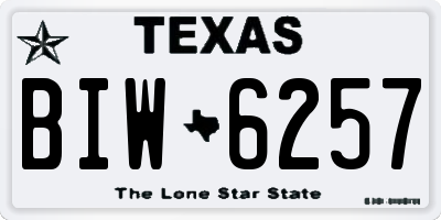 TX license plate BIW6257