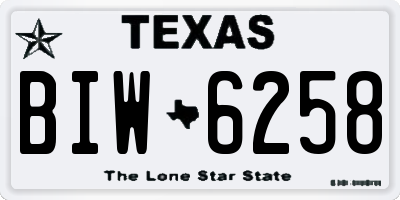 TX license plate BIW6258