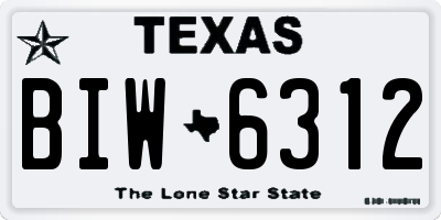 TX license plate BIW6312