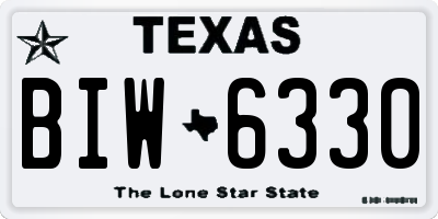 TX license plate BIW6330