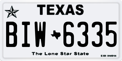 TX license plate BIW6335