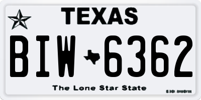 TX license plate BIW6362