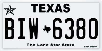 TX license plate BIW6380