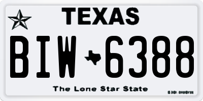 TX license plate BIW6388