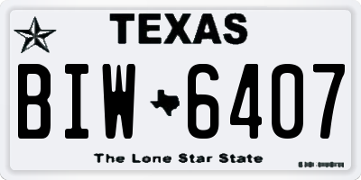 TX license plate BIW6407