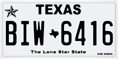TX license plate BIW6416