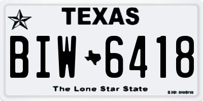 TX license plate BIW6418
