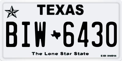 TX license plate BIW6430