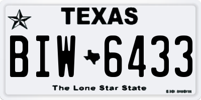 TX license plate BIW6433