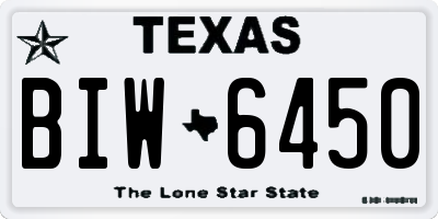 TX license plate BIW6450