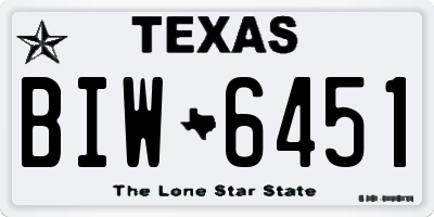 TX license plate BIW6451