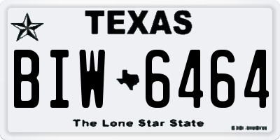 TX license plate BIW6464