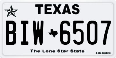 TX license plate BIW6507