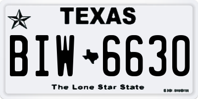 TX license plate BIW6630