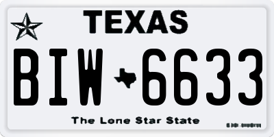 TX license plate BIW6633