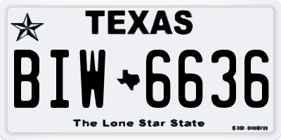 TX license plate BIW6636