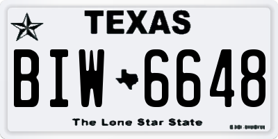 TX license plate BIW6648