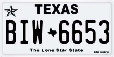 TX license plate BIW6653