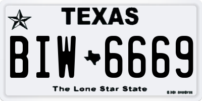 TX license plate BIW6669