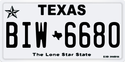 TX license plate BIW6680