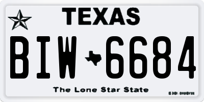 TX license plate BIW6684