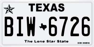 TX license plate BIW6726