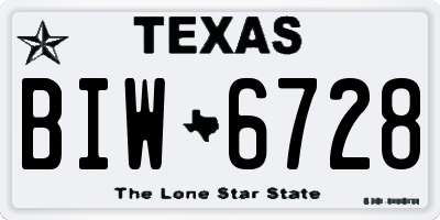 TX license plate BIW6728