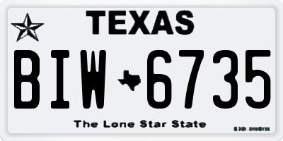 TX license plate BIW6735