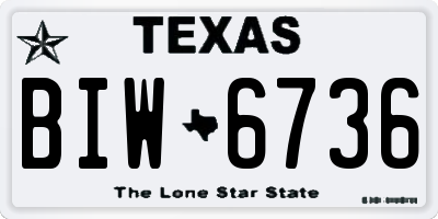 TX license plate BIW6736